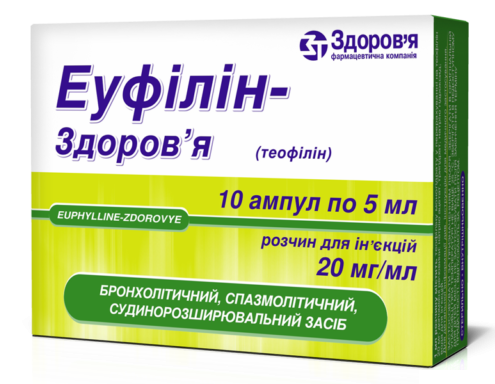 ЕУФІЛІН-Здоров'я розчин для ін'єкцій 2% амп. 5мл №10