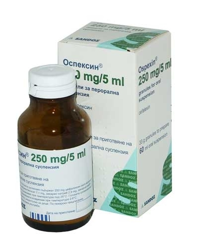 ОСПЕКСИН гран. для приготовления суспензии д/орал. применения 250 мг/5 мл фл. 33 г, 60 мл
