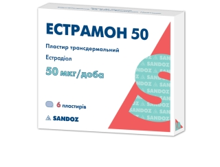ЕСТРАМОН 50 пластир трансдермальний 50мкг/доба пакетик №6