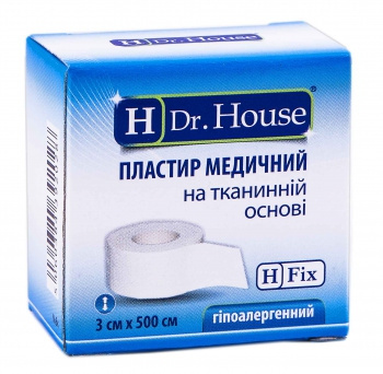 ПЛАСТИР медичний «H Dr. House» 4*500см коробка паперова, на тканинній основі