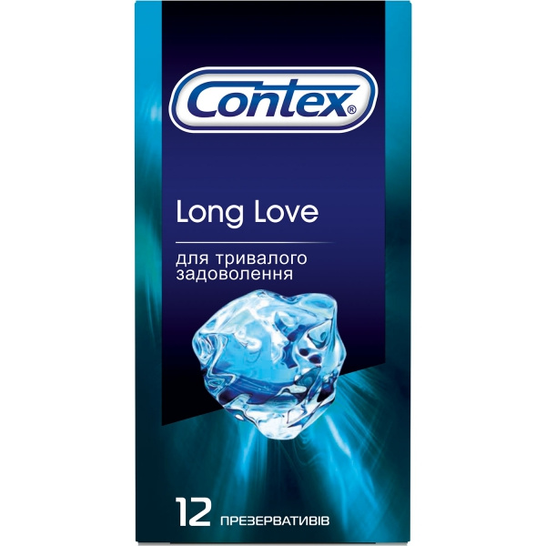 ПРЕЗЕРВАТИВИ латексні з силіконовою змазкою CONTEX long love, з анестетиком №12
