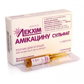 АМИКАЦИН СУЛЬФАТ раствор для инъекций 250 мг/мл амп. 2 мл №1