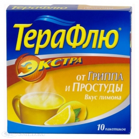 ТЕРАФЛЮ ЭКСТРА со вкусом лимона порошок д/оральн. р-ра пакет №10
