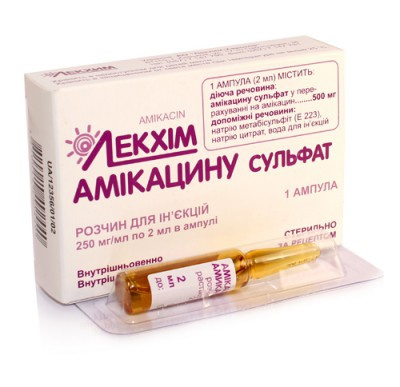 АМИКАЦИН СУЛЬФАТ раствор для инъекций 250 мг/мл амп. 4 мл №1
