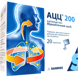АЦЦ 200 порошок для приготовления р-ра д/перор. применения 200 мг пакетик №20