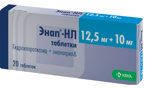 ЭНАП-HL табл. 10 мг + 12,5 мг блистер №20