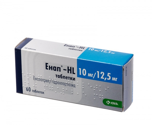 ЭНАП-HL табл. 10 мг + 12,5 мг блистер №60