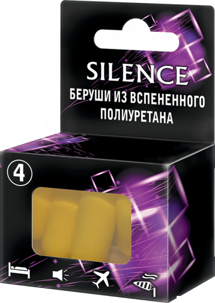 БЕРУШІ ВКЛАДИШІ ПРОТИШУМНІ з полімерних матеріалів «SILENCE» з поліуретану №4