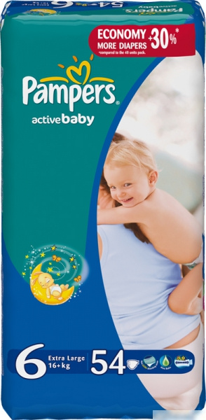 ПІДГУЗКИ дитячі PAMPERS ACTIVE BABY extra large №54
