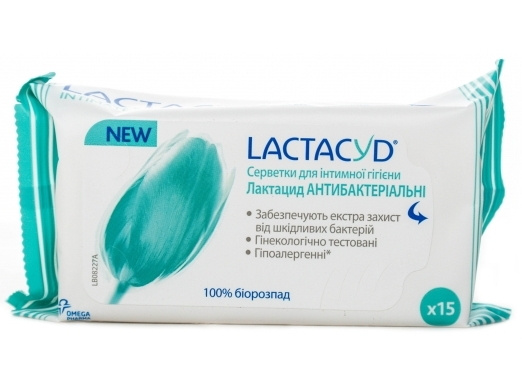 ЛАКТАЦИД серветки для інтимної гігієни антибактеріальні №15