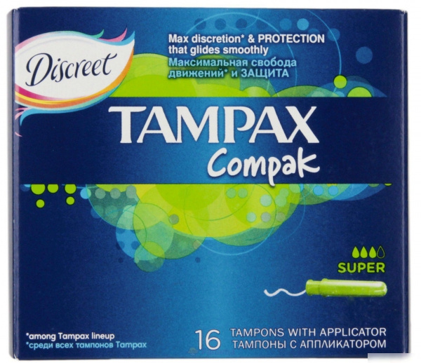 ТАМПОНИ гігієнічні TAMPAX compak super №16