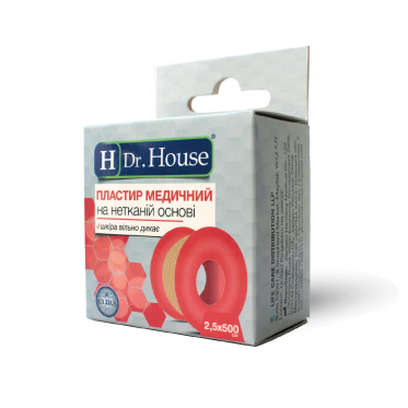 ПЛАСТИР медичний «H Dr. House» 2,5*500см уп. пластик., на нетканній основі з підвісом