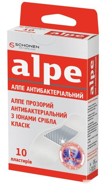 ПЛАСТИР медичний АЛПЕ антибактеріальний прозорий, класік 76*19мм з іонами срібла №20