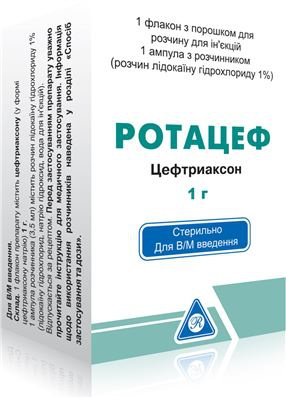 РОТАЦЕФ порошок д/ин. 1 г фл, с 1% лидокаином амп. 3,5 мл №1
