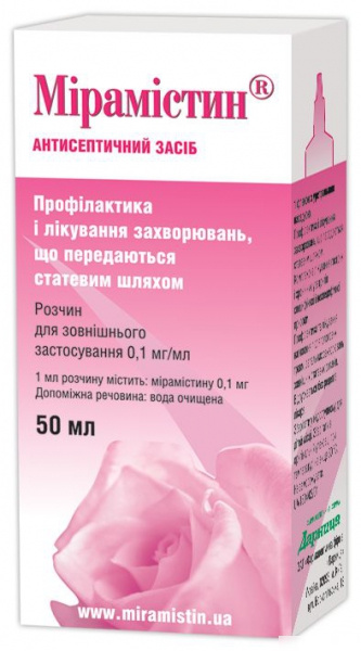 МИРАМИСТИН р-р д/наруж. применения 0,1 мг/мл фл. 50 мл, с уретральной насадкой