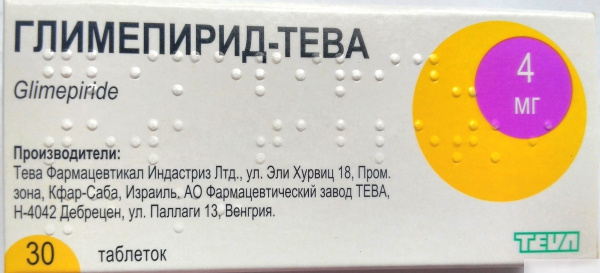 ГЛИМЕПИРИД-ТЕВА табл. 4 мг №30