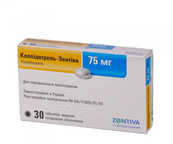 КЛОПИДОГРЕЛЬ-ЗЕНТИВА табл. п/о 75 мг №90