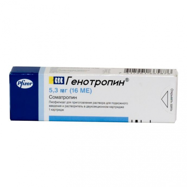 ГЕНОТРОПИН пор лиофил и раств д/р-ра д/ин 16 МЕ (5,3 мг) предв. заполн. ручка №1 (E-card)