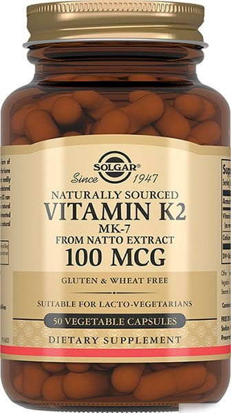 СОЛГАР натуральний вітамін К2 МЕНАХІНОН 7 100мкг капс. №50