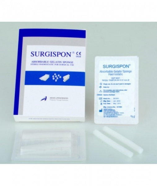 ГУБКА гемостатична SURGISPON хірургічна стерильна желатинова тампон для носу 80х07мм №1