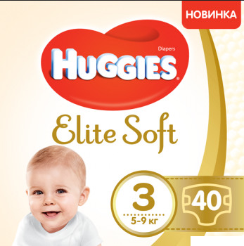 ПІДГУЗКИ дитячі HUGGIES ELITE SOFT розмір 3 №40