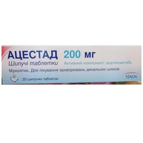 АЦЕСТАД табл. шип. 200 мг туба №20
