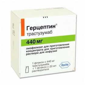 ГЕРЦЕПТИН лиофил. для приготовления конц д/р-ра д/инф 440 мг фл., с раств. во фл. 20 мл №1