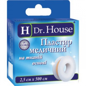 ПЛАСТИР медичний «H Dr. House» 2,5*500см пласт. котушка, в папер. коробці, на тканинній основі