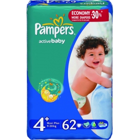 ПОДГУЗНИКИ ДЕТСКИЕ PAMPERS ACTIVE BABY maxi plus №62