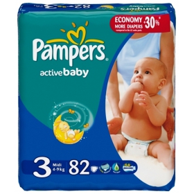 ПІДГУЗКИ дитячі PAMPERS ACTIVE BABY midi №82