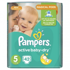 ПОДГУЗНИКИ ДЕТСКИЕ PAMPERS ACTIVE BABY-DRY junior №42