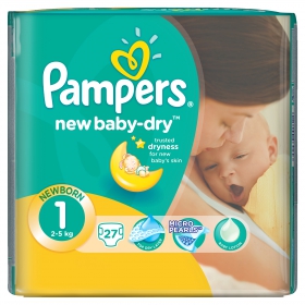 ПІДГУЗКИ дитячі PAMPERS NEW BABY-DRY newborn №27