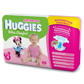 ПІДГУЗКИ дитячі HUGGIES ULTRA COMFORT розмір 4, Girl №66