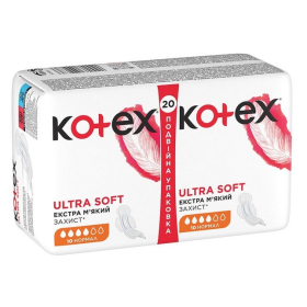 ПРОКЛАДКИ жіночі KOTEX ULTRA normal ультратонкі з крильцями soft, економ уп. №20