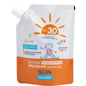 ЕМУЛЬСІЯ для засмаги гіпоалергенна для дітей «SUN ENERGY» SPF-30+ дой-пак 200мл