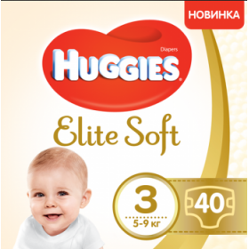 ПОДГУЗНИКИ ДЕТСКИЕ ГИГИЕНИЧЕСКИЕ HUGGIES ELITE SOFT размер 3 №40